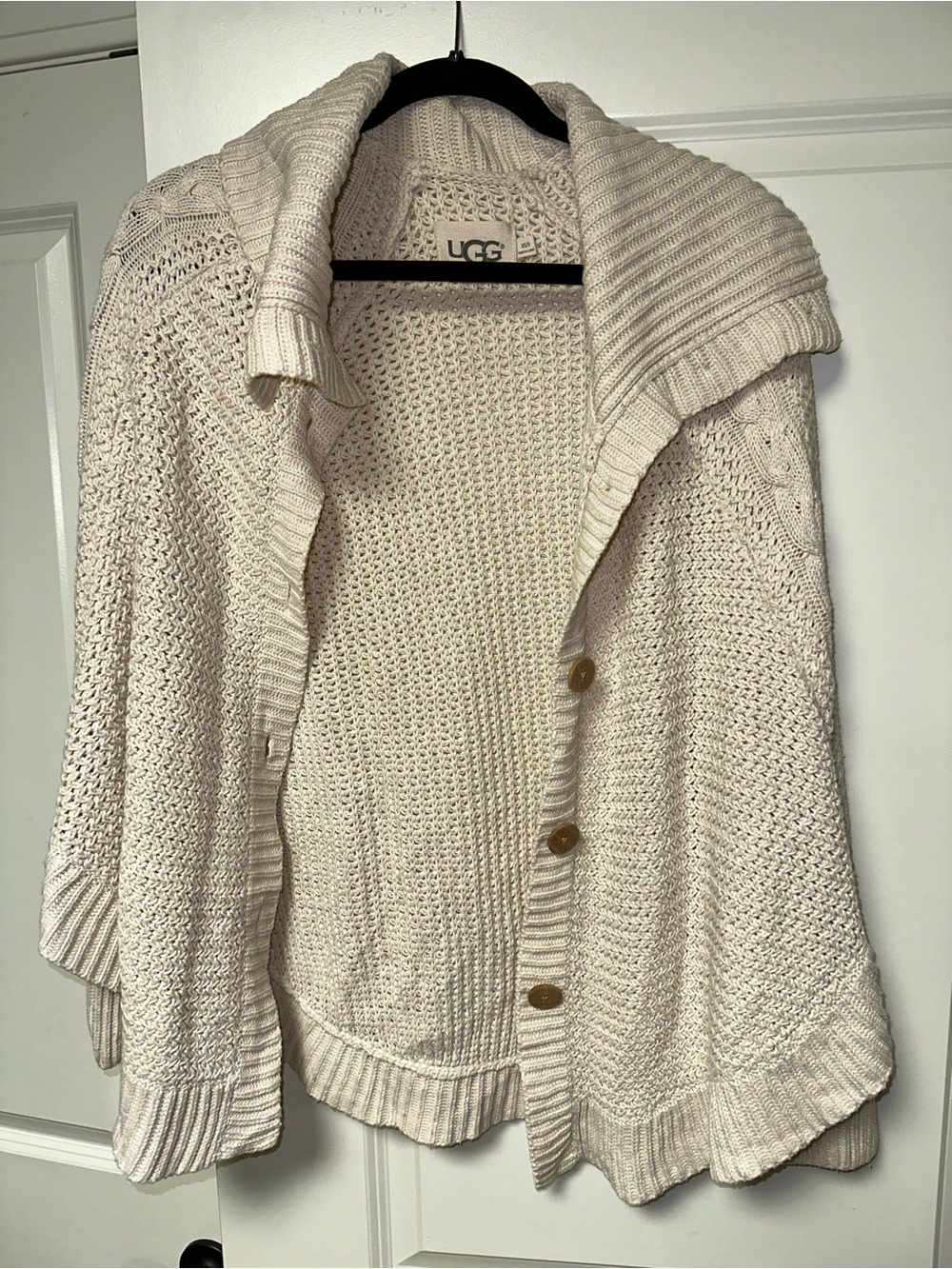 UGG Cream Chunky Knit Shawl-Collar Cardigan